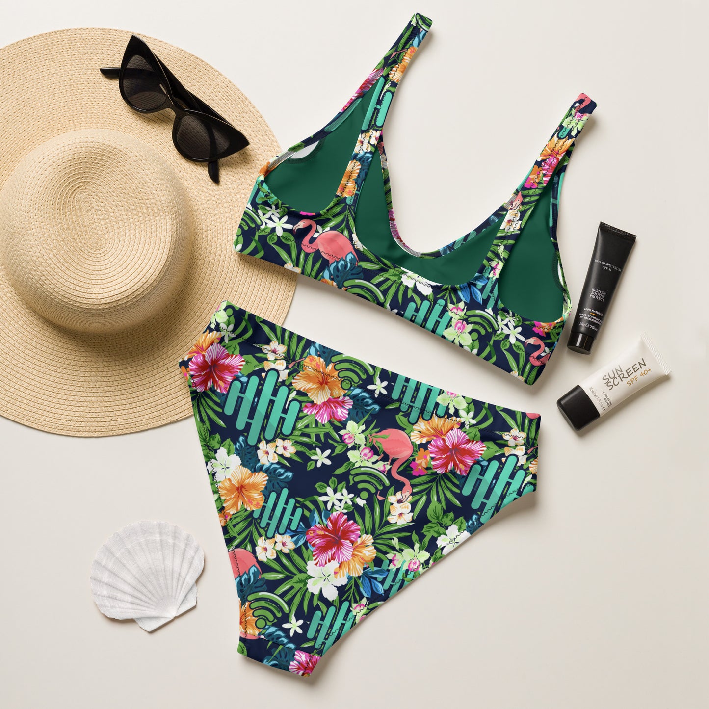 RouteThis Summer Hawaiian Print Recycled High-waisted Bikini