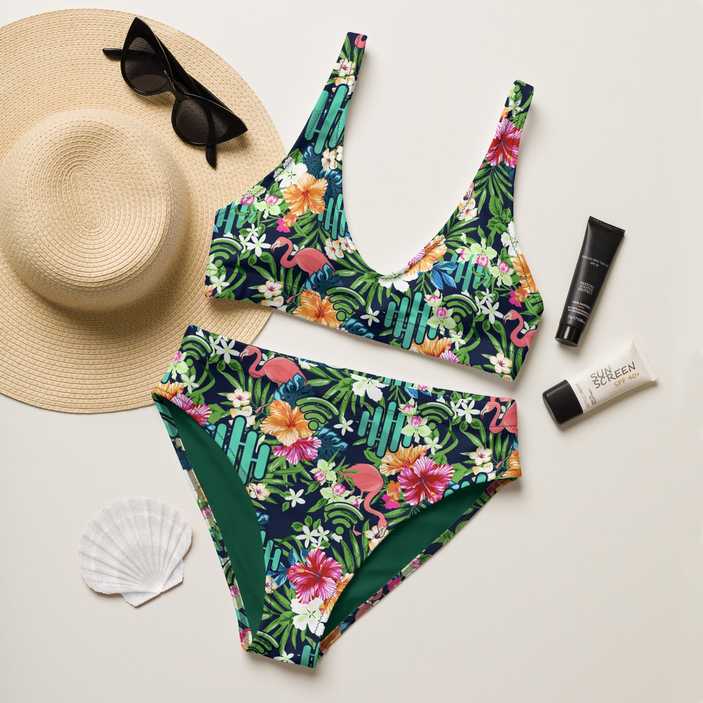 RouteThis Summer Hawaiian Print Recycled High-waisted Bikini