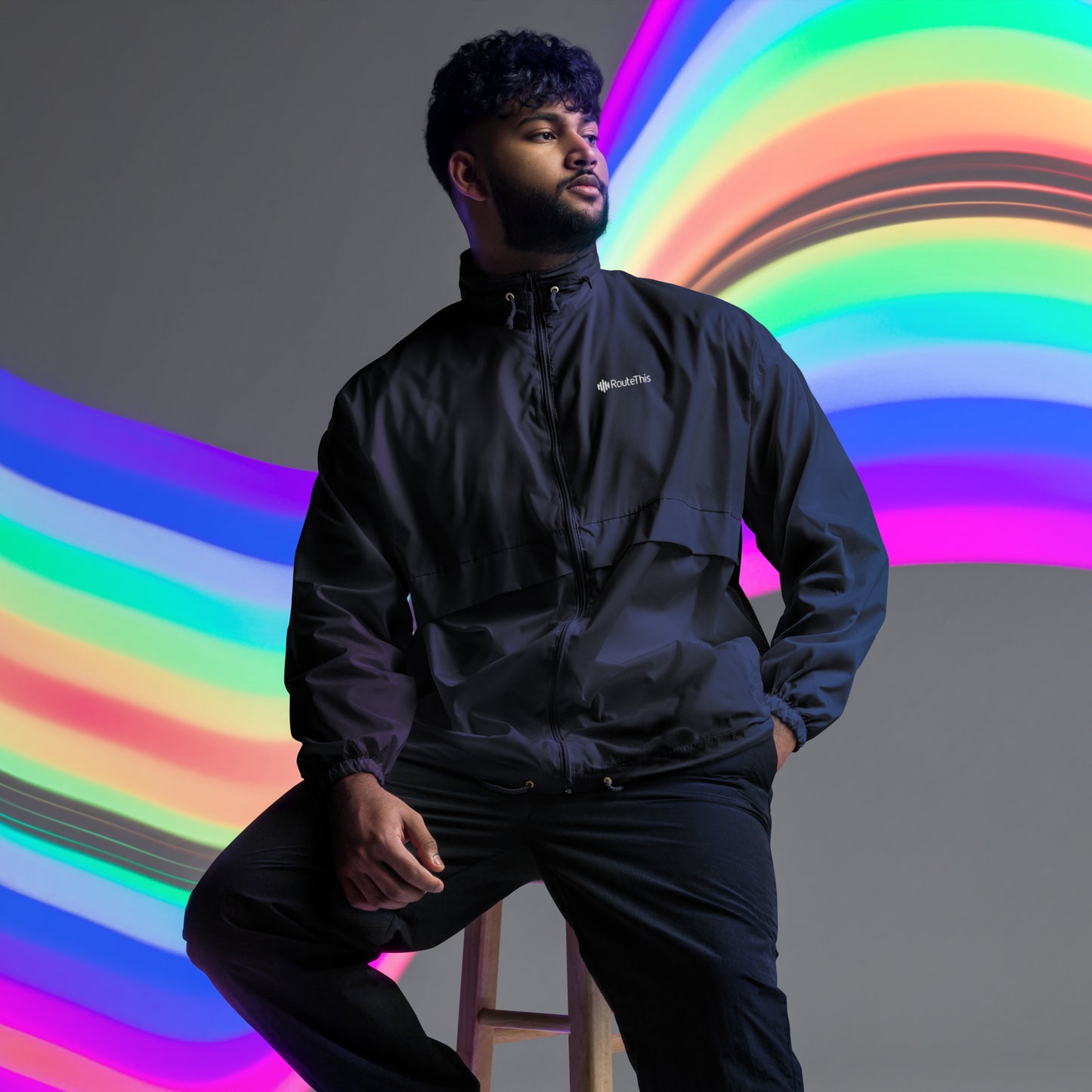 RouteThis Unisex windbreaker in Black or Navy