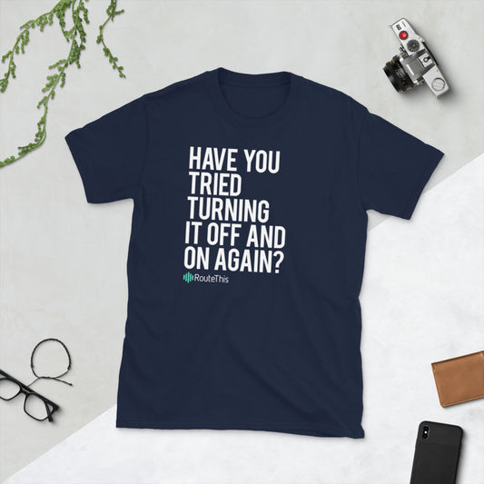RouteThis Classic Slogan - Camiseta de manga corta unisex en azul marino