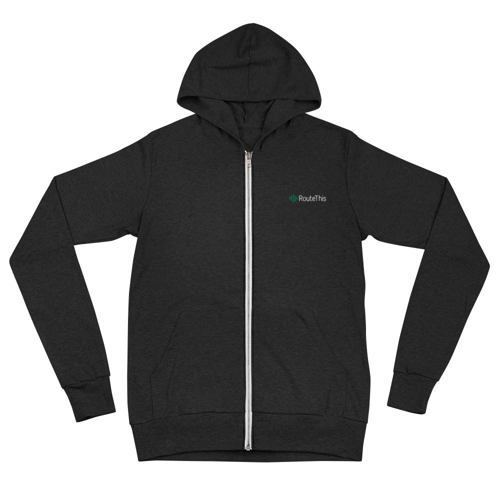 RouteThis - Unisex lightweight zip hoodie with embroidered logo