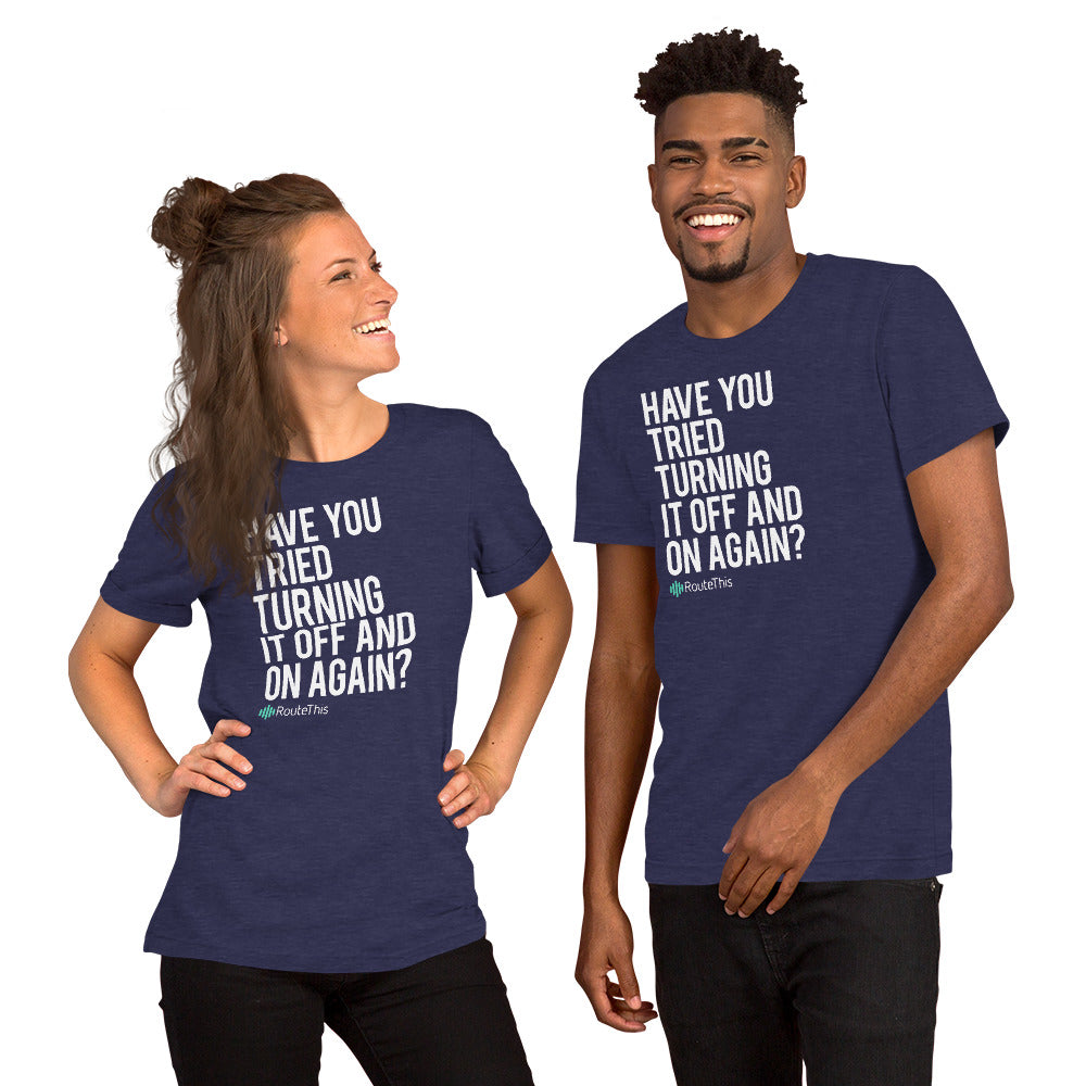 RouteThis Classic Slogan Short-Sleeve Unisex T-Shirt in Blue Heather