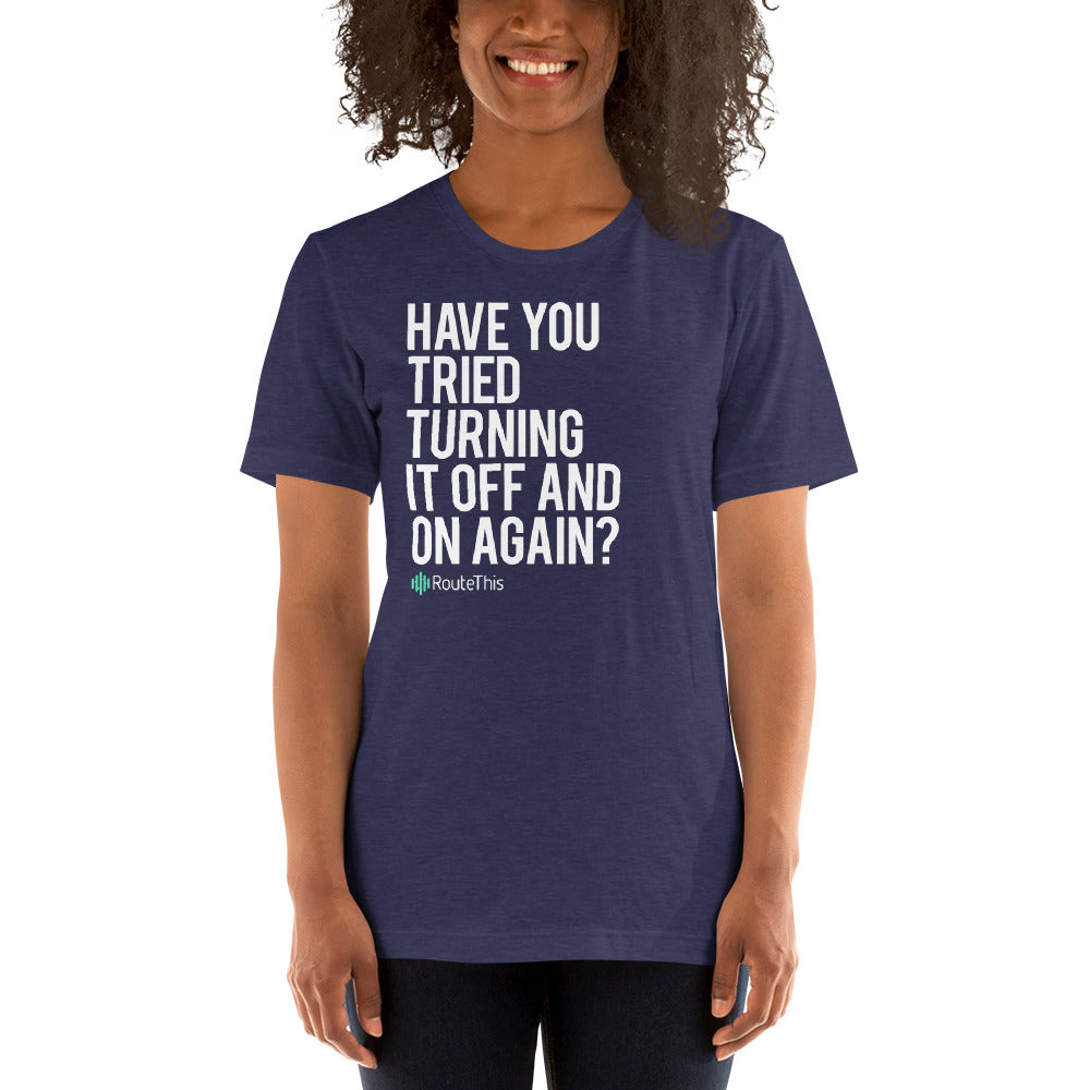 RouteThis Classic Slogan Short-Sleeve Unisex T-Shirt in Blue Heather