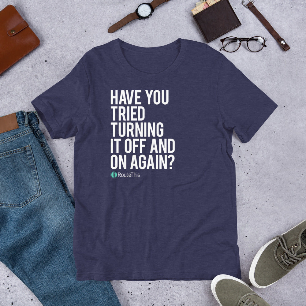 RouteThis Classic Slogan Short-Sleeve Unisex T-Shirt in Blue Heather