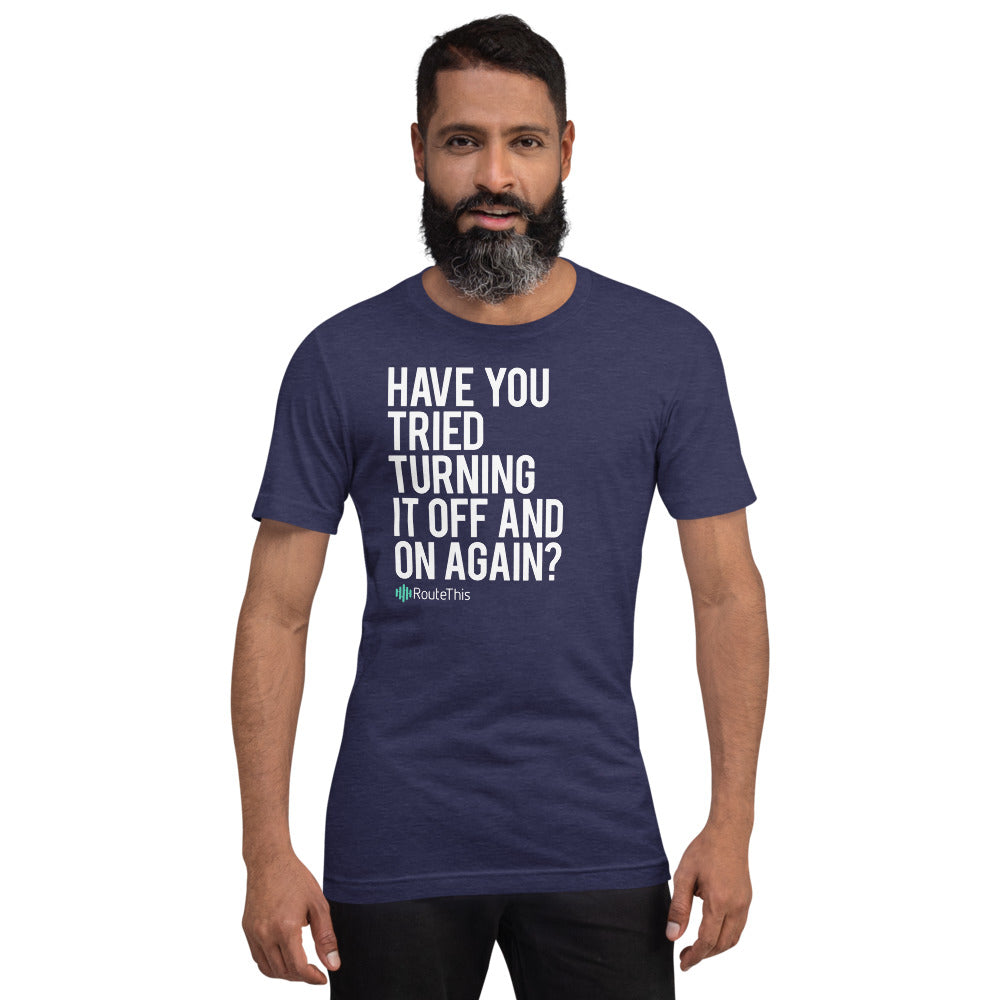 RouteThis Classic Slogan Short-Sleeve Unisex T-Shirt in Blue Heather