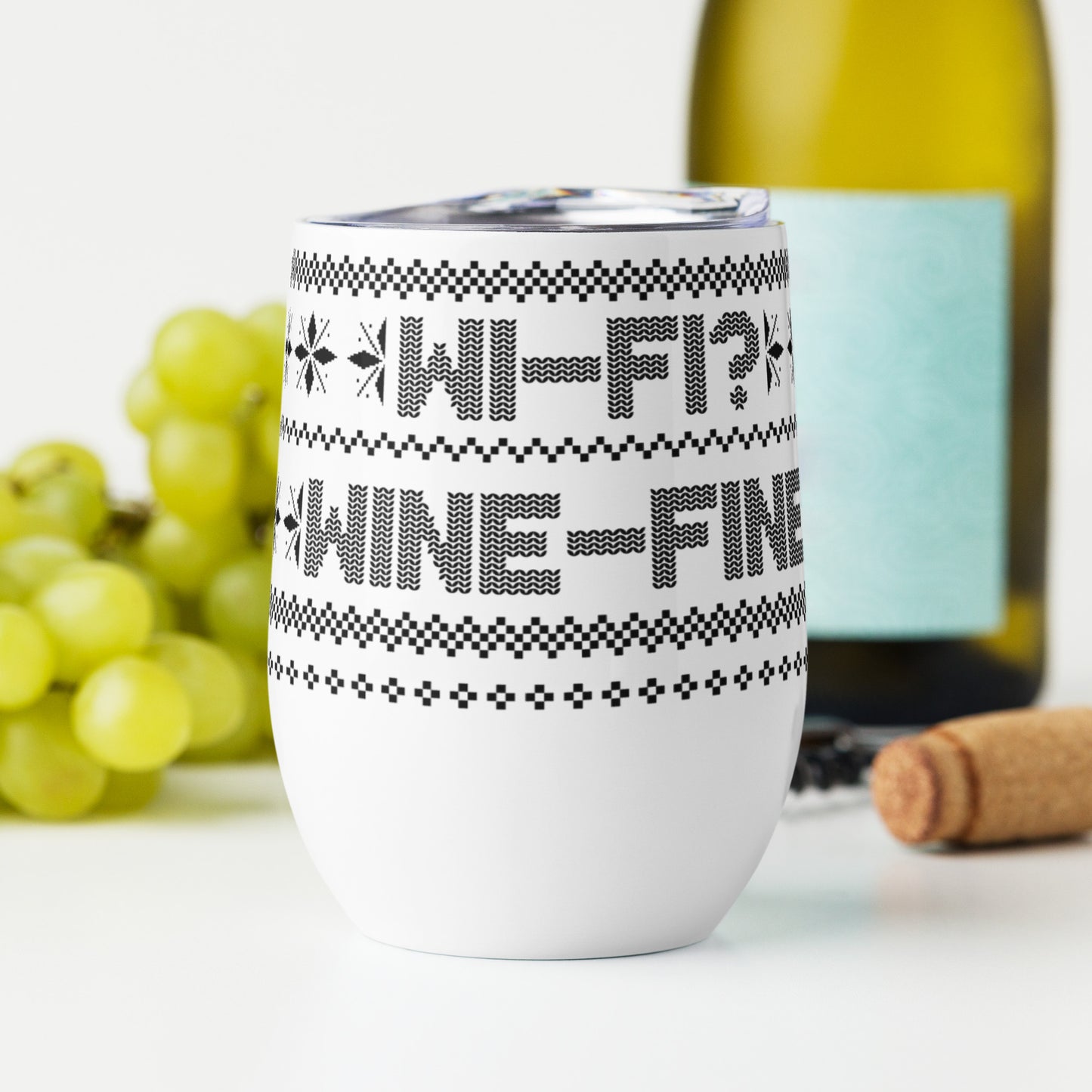 RouteThis - "Wine-Fine" Ugly Sweater Design Wine tumbler